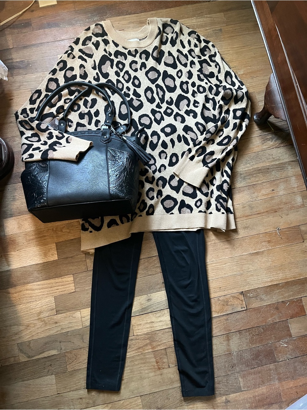 Ava & Viv Tan Black Leopard Sweater Women’s Plus Size 4X Animal Print